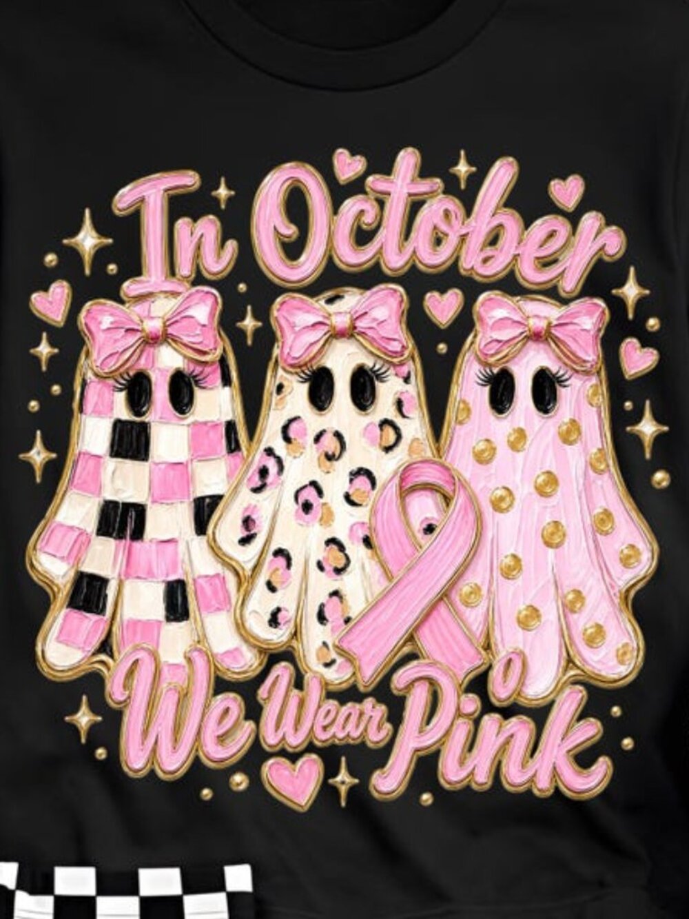 Breast Cancer Awareness Ghost Tee, In October We Wear Pink Tee - Picture 2 of 4